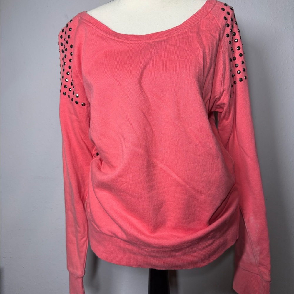 Studded Shoulder Long Sleeve Top